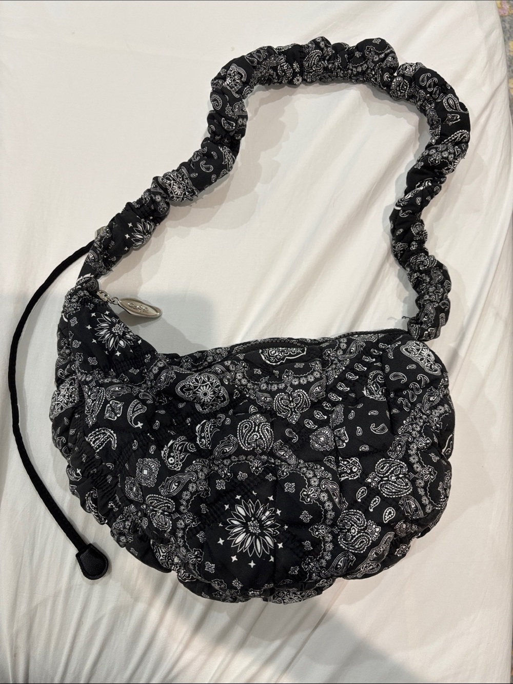 Carlyn Quilted Paisley Shoulder Bag in Black from Seoul